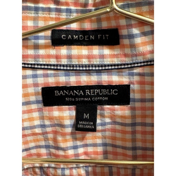 Banana Republic Mens Camden Fit Long Sleeve Shirt Orange/Blue Size M - Picture 3 of 3